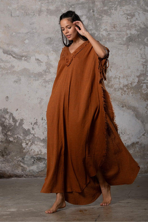 Zhenabia | PUSKUL Kaftan in Cinnamon