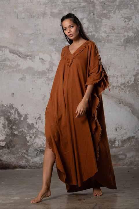 Zhenabia | PUSKUL Kaftan in Cinnamon