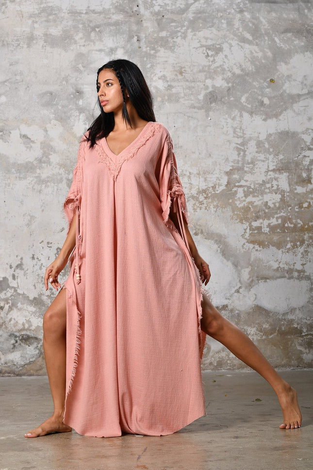 Zhenabia | PUSKUL Kaftan in Pink
