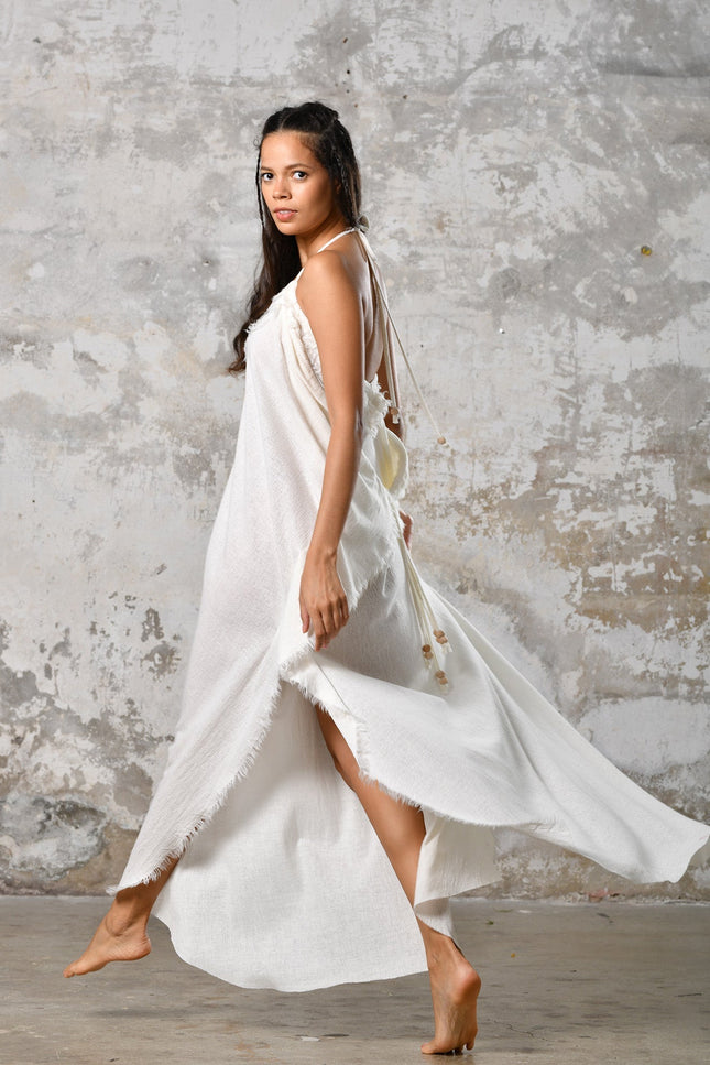 Zhenabia | PUSKUL Kaftan in White