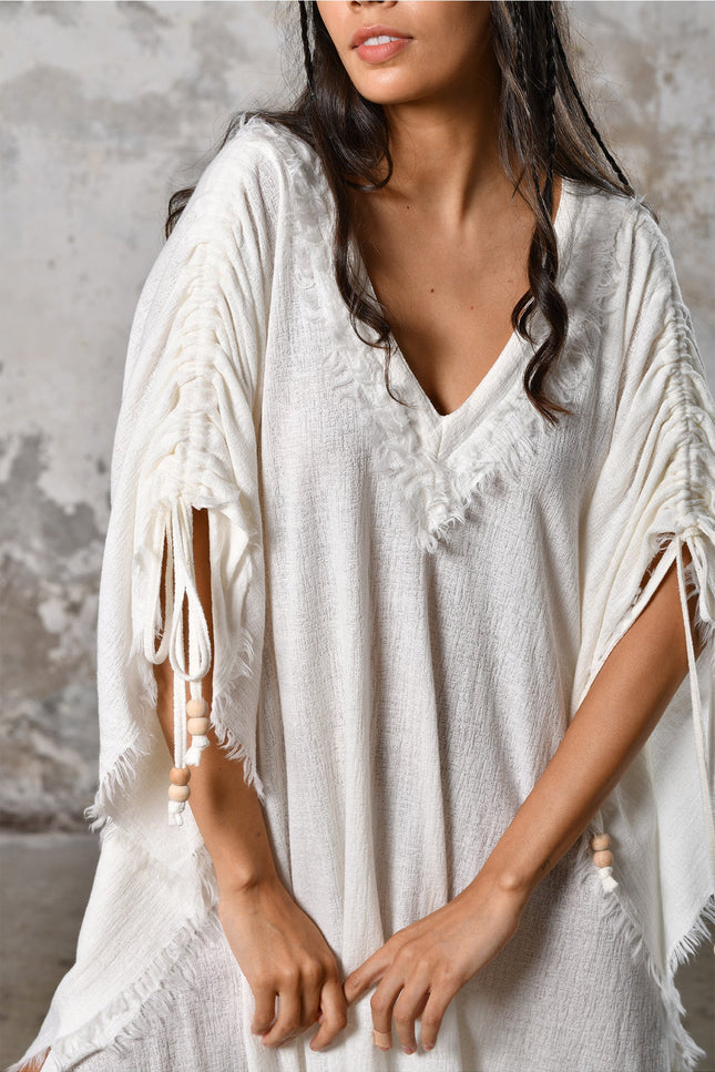 Zhenabia | PUSKUL Kaftan in White
