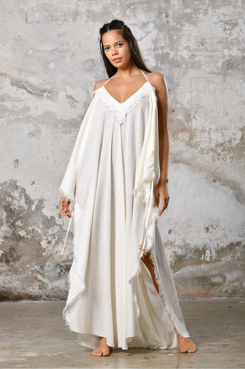 Zhenabia | PUSKUL Kaftan in White