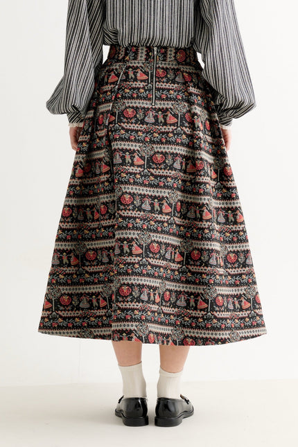 Pasadena Heirloom Jacquard Midaxi Skirt - Black