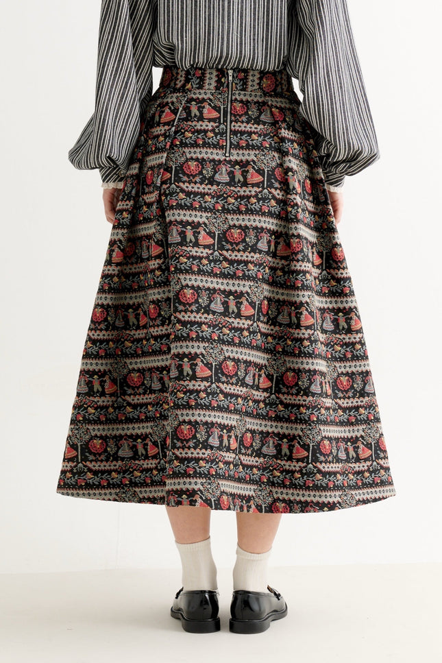 Pasadena Heirloom Jacquard Midaxi Skirt - Black