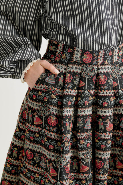Pasadena Heirloom Jacquard Midaxi Skirt - Black