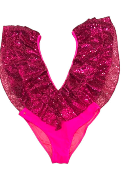 Julia Clancey I Victory Raspberry Sequin Swim Body