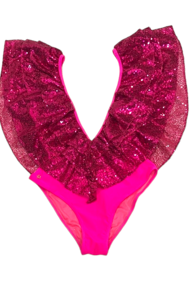 Julia Clancey I Victory Raspberry Sequin Swim Body