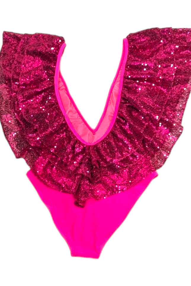Julia Clancey I Victory Raspberry Sequin Swim Body