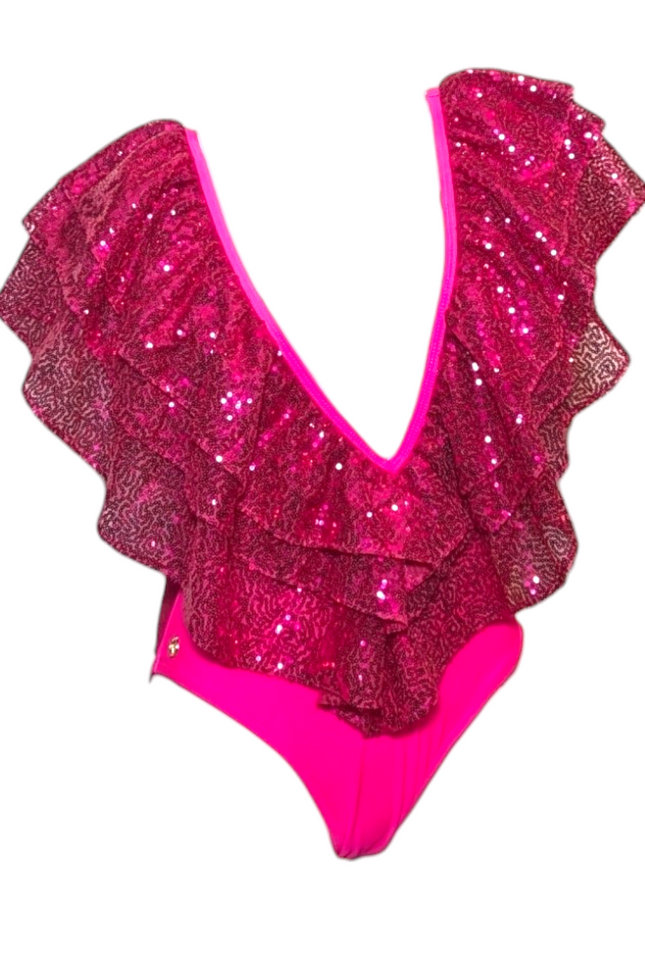 Julia Clancey I Victory Raspberry Sequin Swim Body