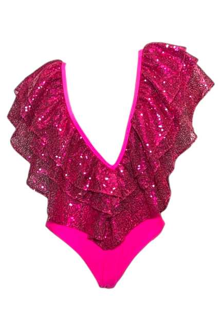 Julia Clancey I Victory Raspberry Sequin Swim Body