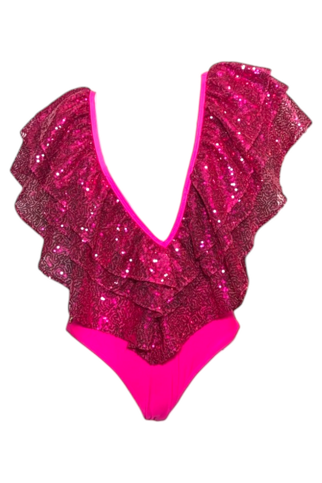 Julia Clancey I Victory Raspberry Sequin Swim Body