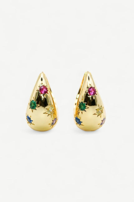 Miss Cecilia | Rainbow Sapphire Dome Hoop Earrings
