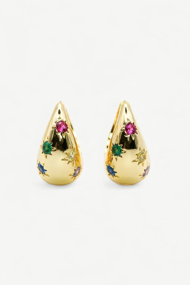 Miss Cecilia | Rainbow Sapphire Dome Hoop Earrings