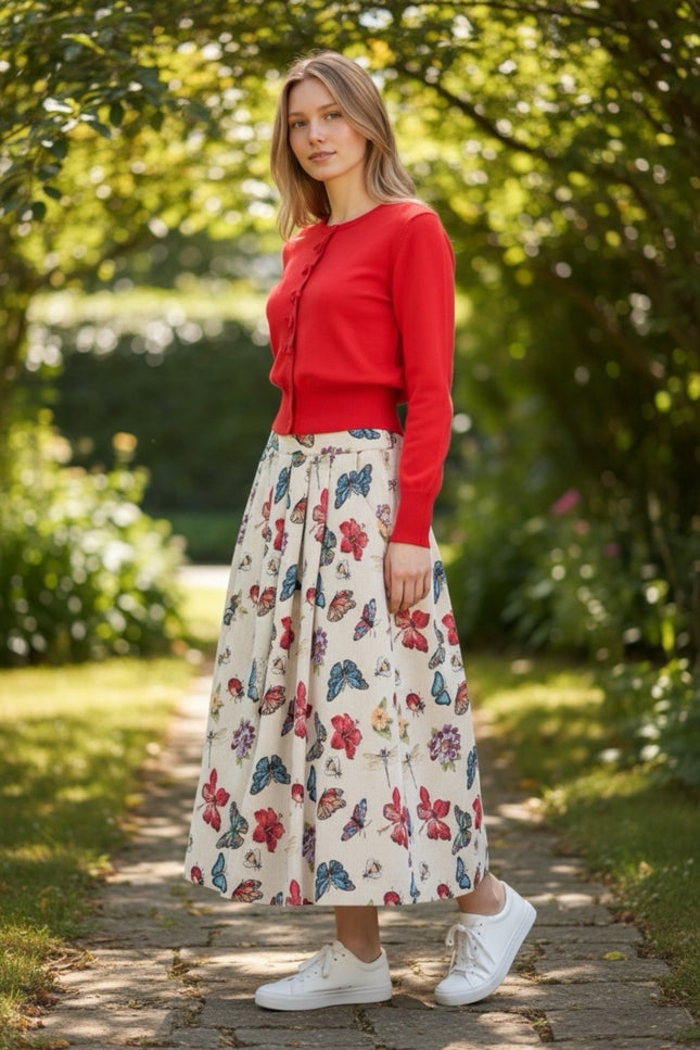 Pasadena Flutter Jacquard Midaxi Skirt - Front