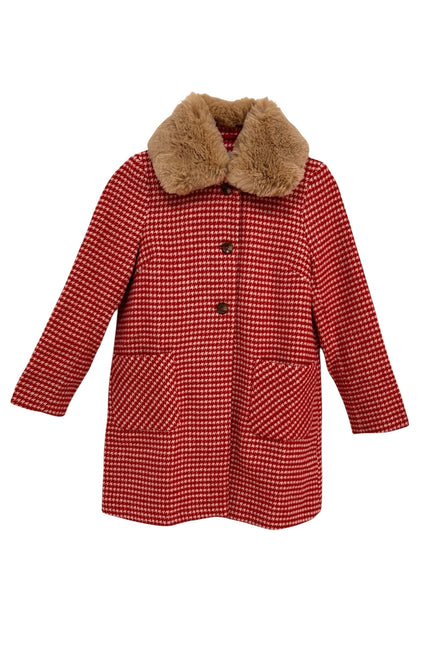 Dryden Herringbone Red And White Collar Coat - Detail 1