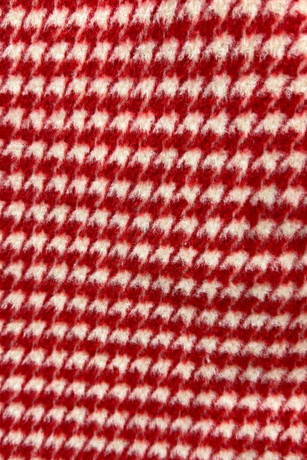 Dryden Herringbone Red And White Collar Coat - Styled