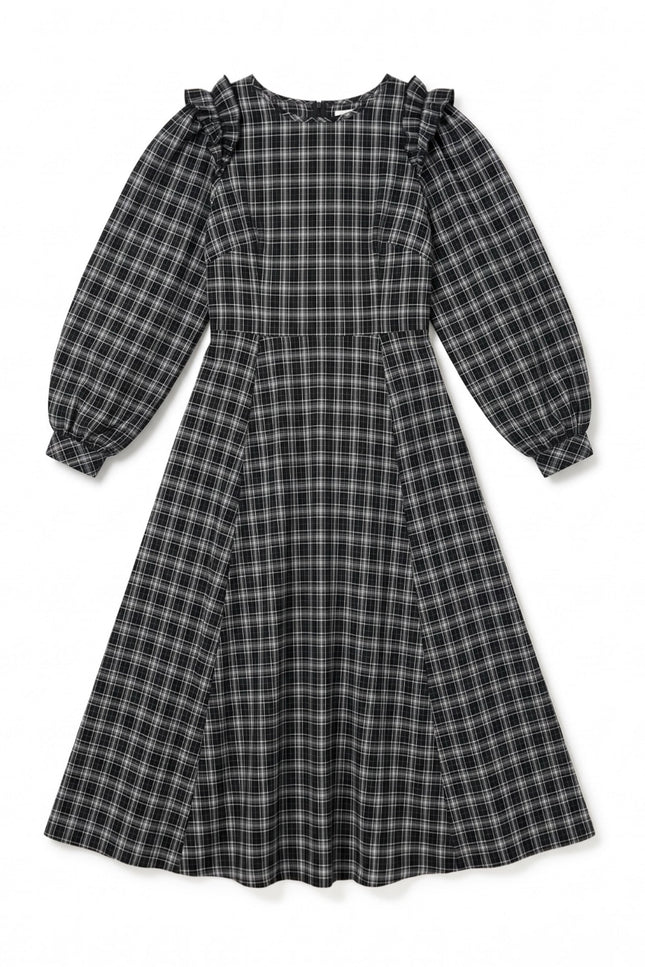 Louche London | Maisie Shadow Check Long Sleeve Dress