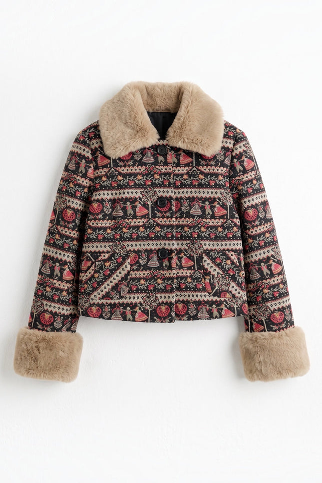 Louche London | Kent Heirloom Fur Trim Cropped Jacket