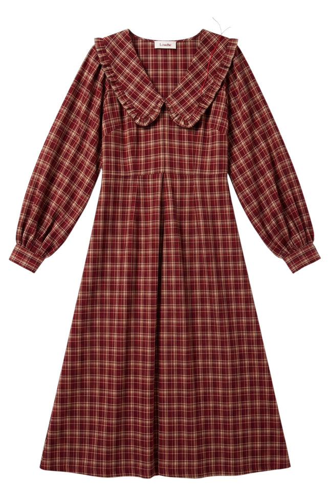 Louche London | Alva Shadow Check Long Sleeve Midi Dress