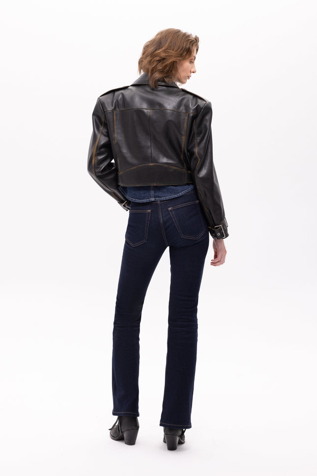Pica Noir | Lita Vintage Finish Biker Jacket