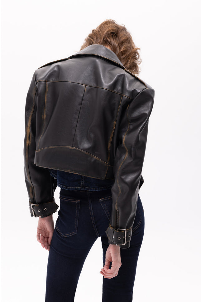 Pica Noir | Lita Vintage Finish Biker Jacket