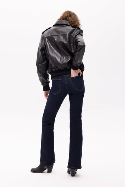 Pica Noir | Aerope Leather Bomber Jacket