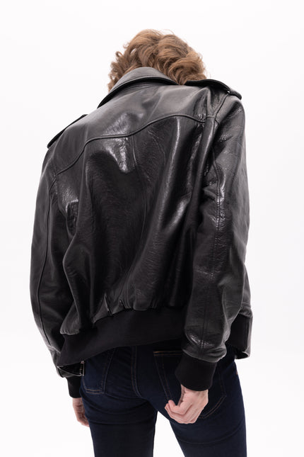 Pica Noir | Aerope Leather Bomber Jacket