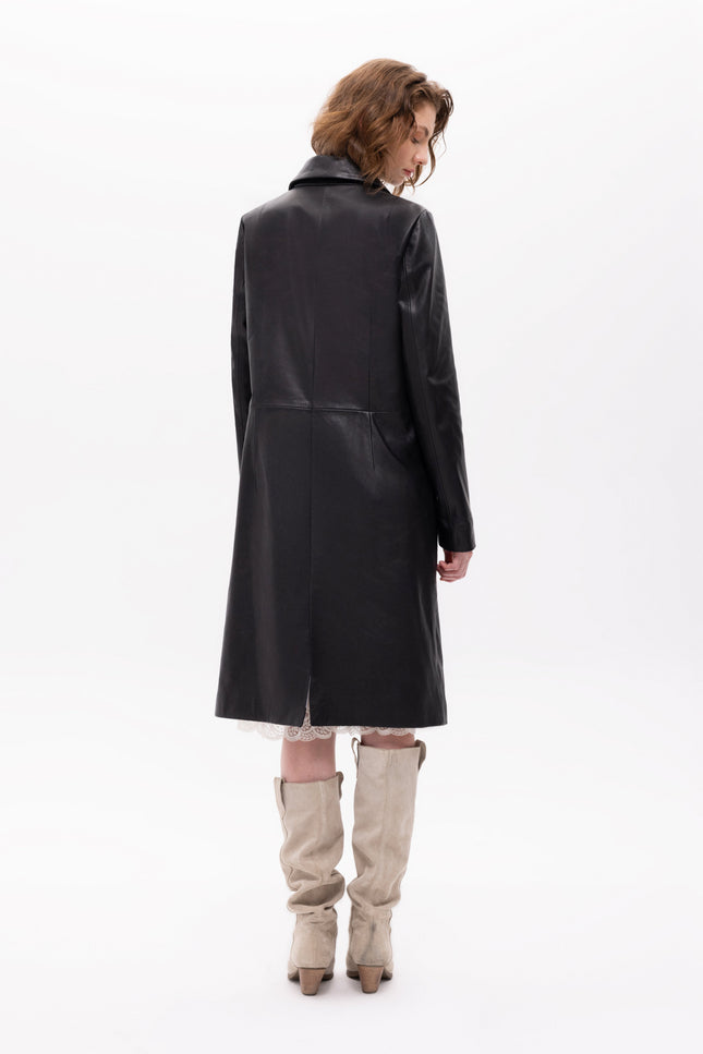 Pica Noir | Luz Leather Long Coat