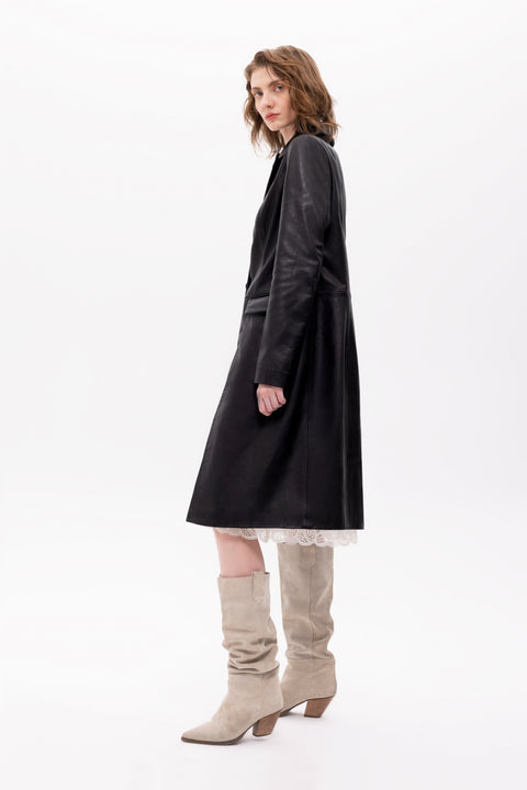 Pica Noir | Luz Leather Long Coat