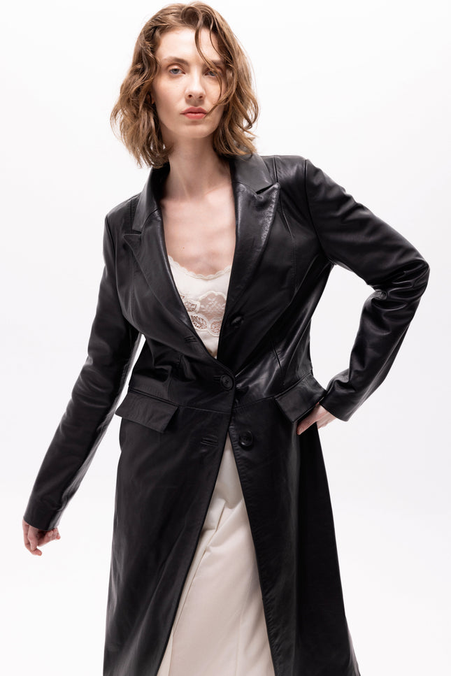 Pica Noir | Luz Leather Long Coat