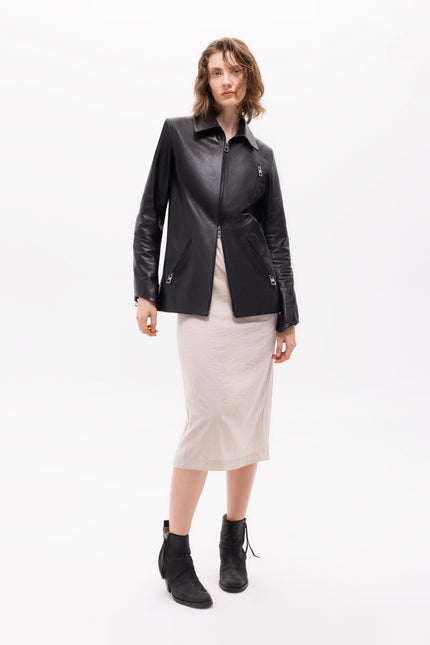 Pica Noir | Pleione Leather Blazer Jacket