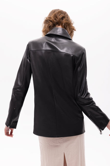Pica Noir | Pleione Leather Blazer Jacket