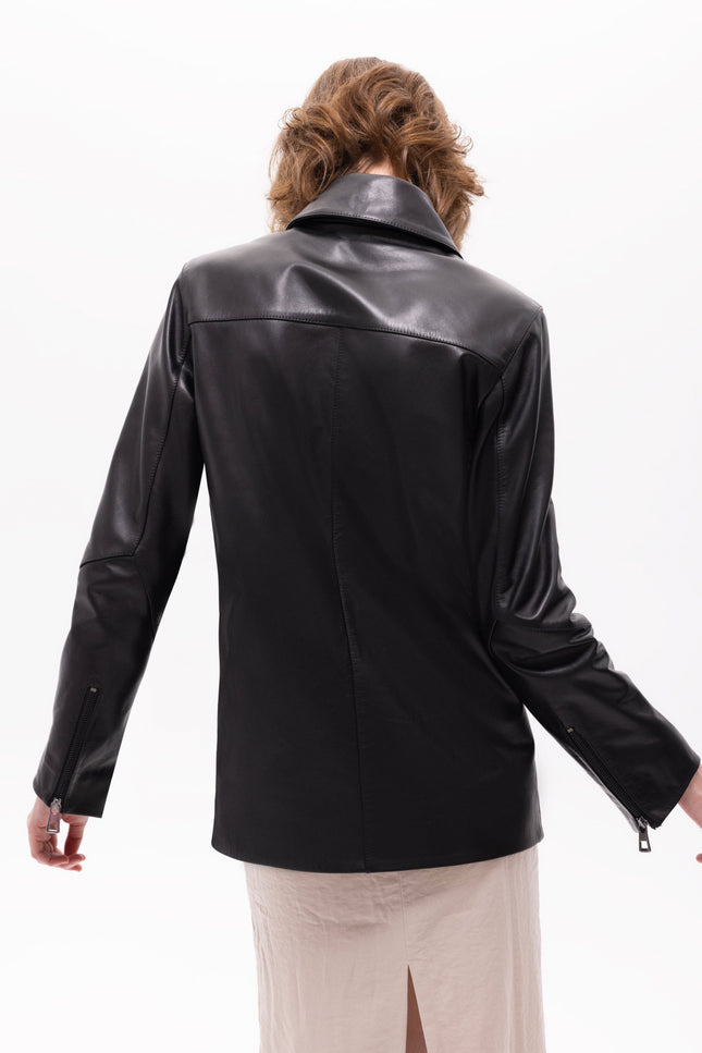 Pica Noir | Pleione Leather Blazer Jacket