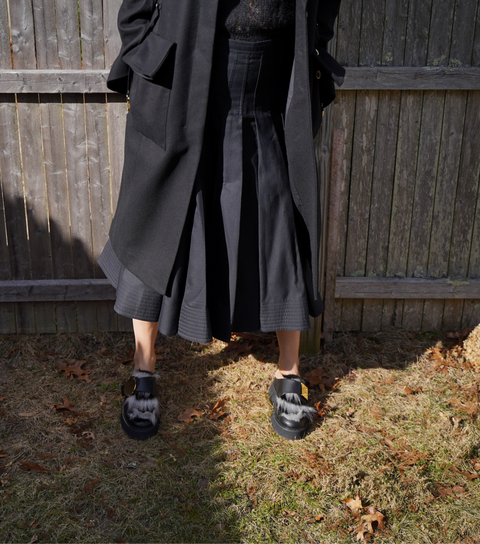 O2 Monde | Mokasyny Zeme czarne z futerkiem