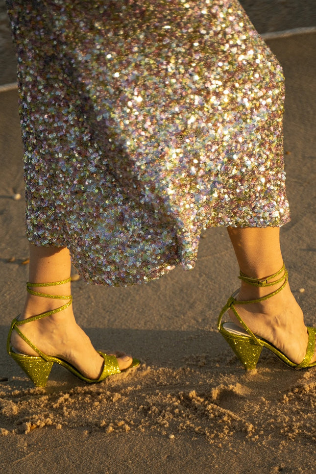 O2 Monde | Selene Sandals yellow glitter