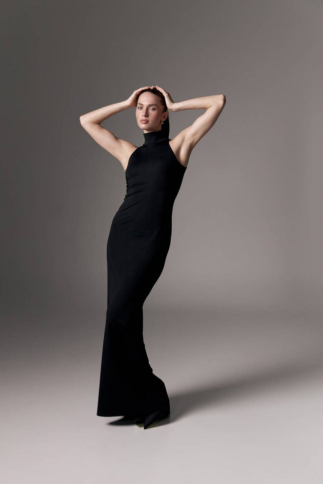 Kolosova | Black Maxi Dress With A Halter Cutout