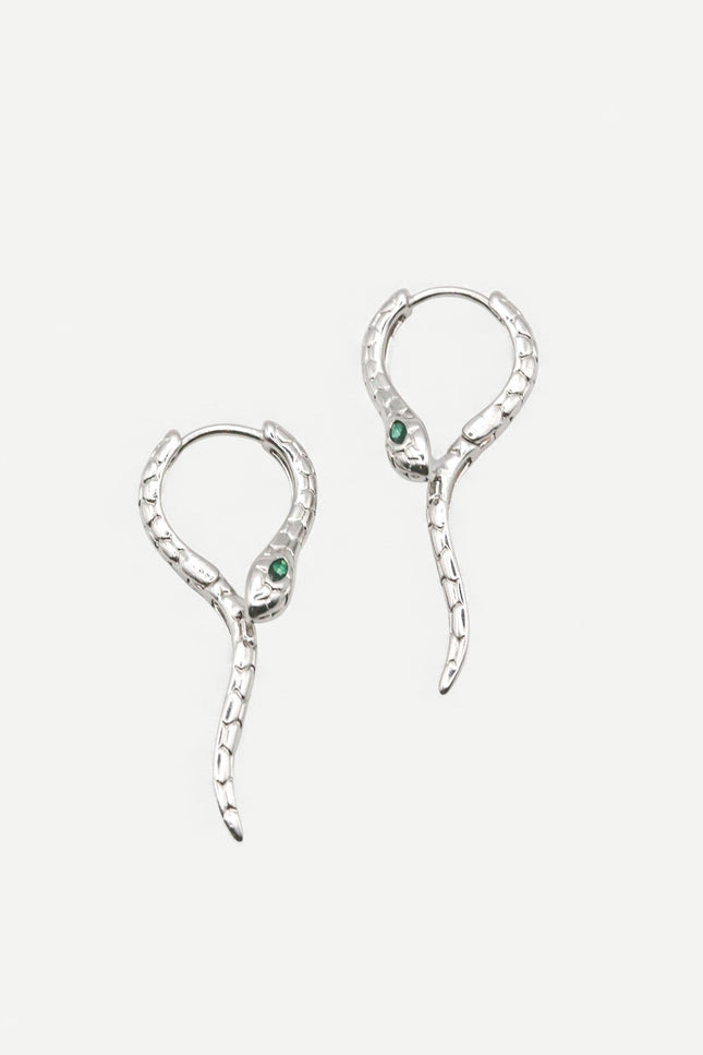 Miss Cecilia | Snake Hoops In Silver