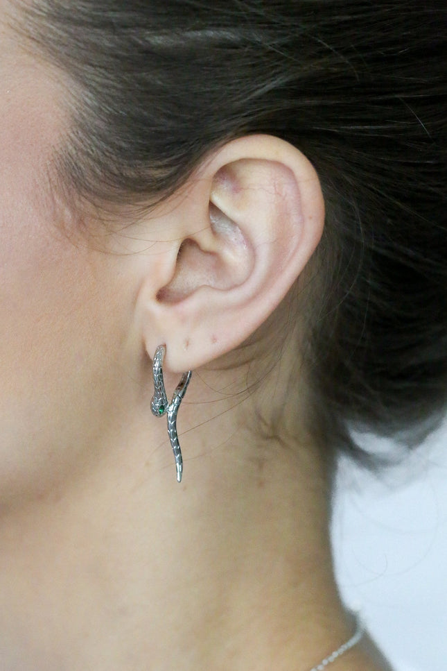 Miss Cecilia | Snake Hoops In Silver