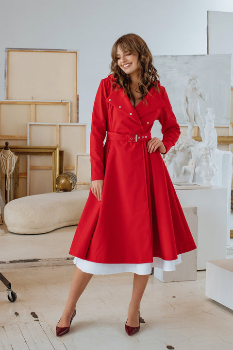 RainSisters | Double Breasted Trench Coat in Bright Red 'Queen of Hearts'