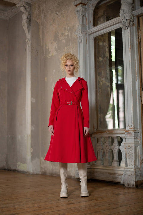 RainSisters | Double Breasted Trench Coat in Bright Red 'Queen of Hearts'