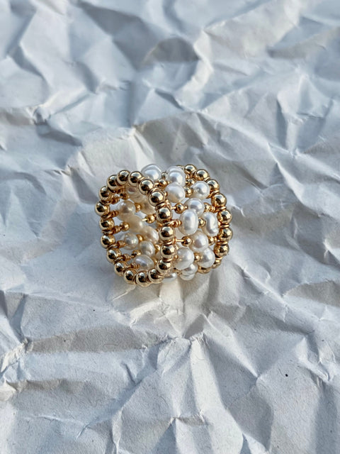 Pas de Marque | Gold-filled freshwater pearl ring La Bague