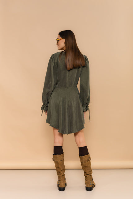 Maoconcept | Asymetryczna mini sukienka z kołnierzem w kolorze khaki