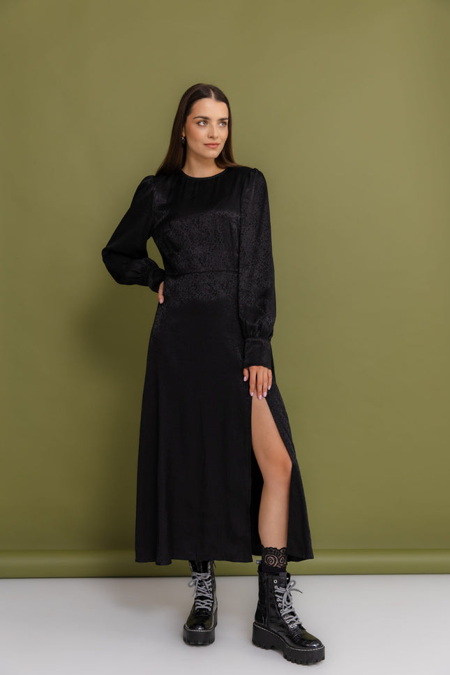 Maoconcept | Czarna sukienka maxi z żakardowej wiskozy