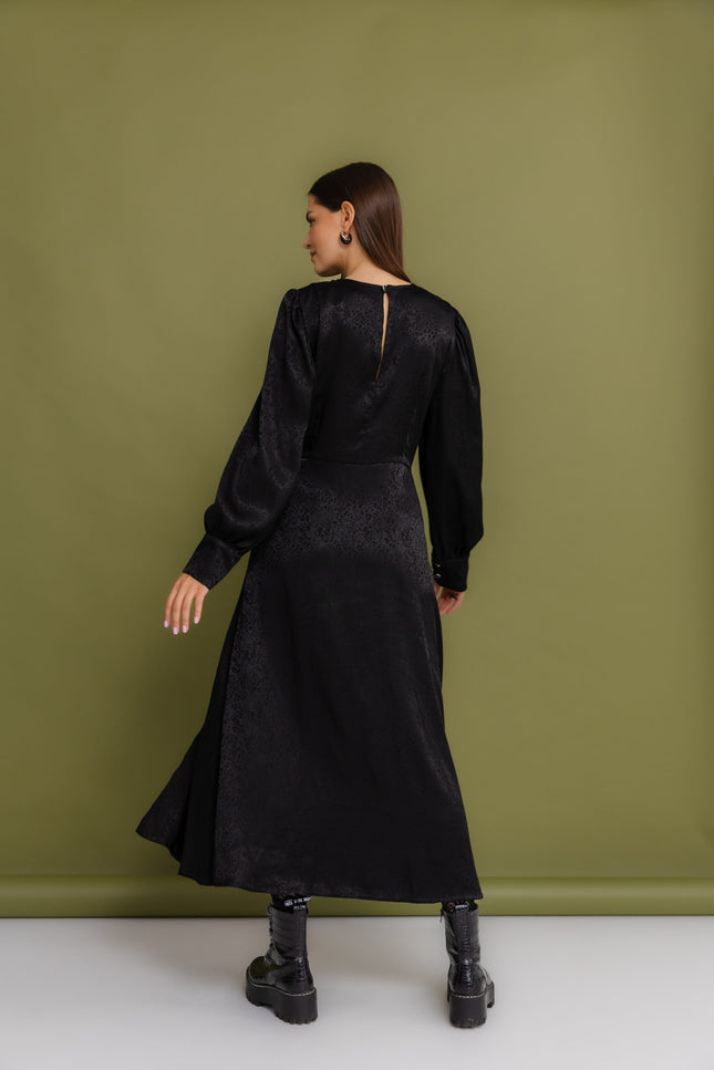 Maoconcept | Czarna sukienka maxi z żakardowej wiskozy