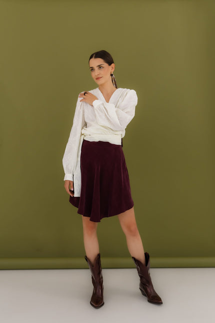 Maoconcept | Burgundowa asymetryczna spódnica mini