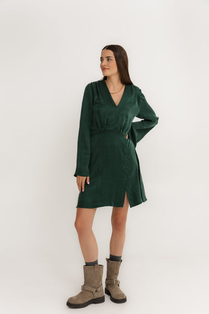 Maoconcept | Zielona rozkloszowana sukienka mini z cupro