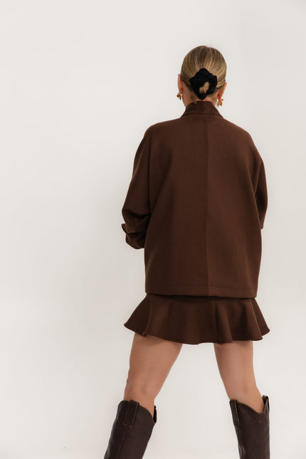 Maoconcept | Brązowa spódnica mini z falbanką z czystą