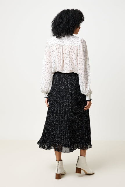 Riley Raindrop Pleated Midi Skirt - Black - Back