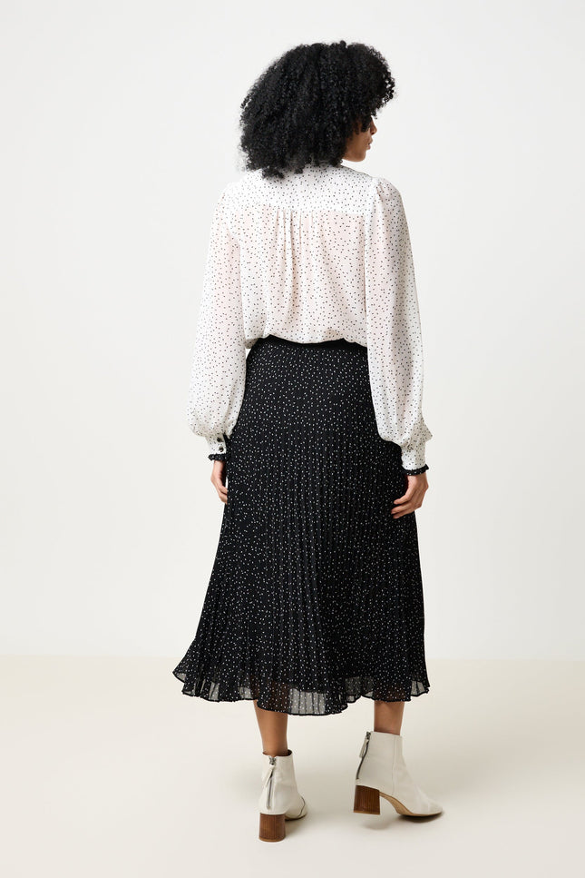 Riley Raindrop Pleated Midi Skirt - Black - Back