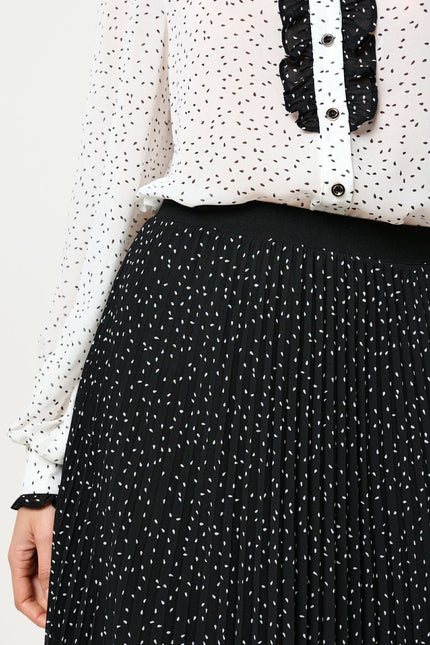 Riley Raindrop Pleated Midi Skirt - Black - Detail 2
